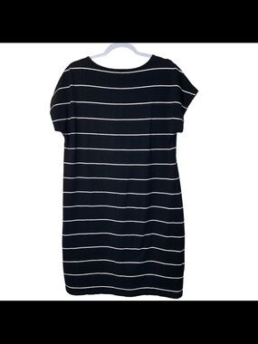 Lands End Black and White Striped Shift Dress XL